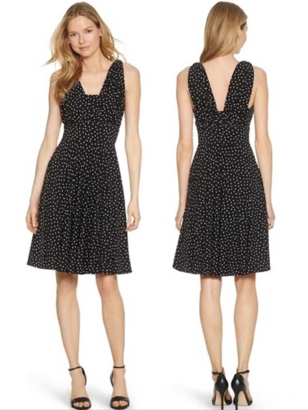 White House Black Market multi-way wear black and white polka dot dress
